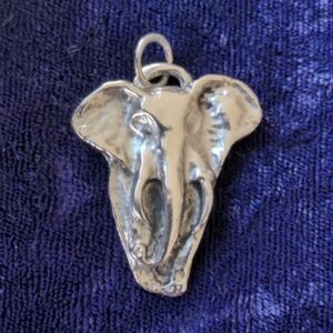 Vintage silver tone large Elephant Pendant, unisex